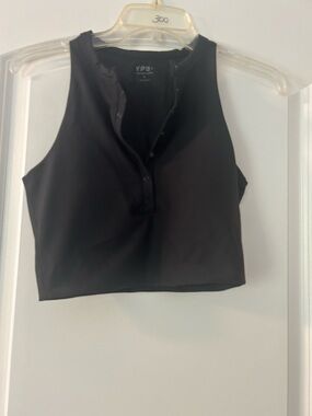 YPB Black Snap-Front Cropped Tank